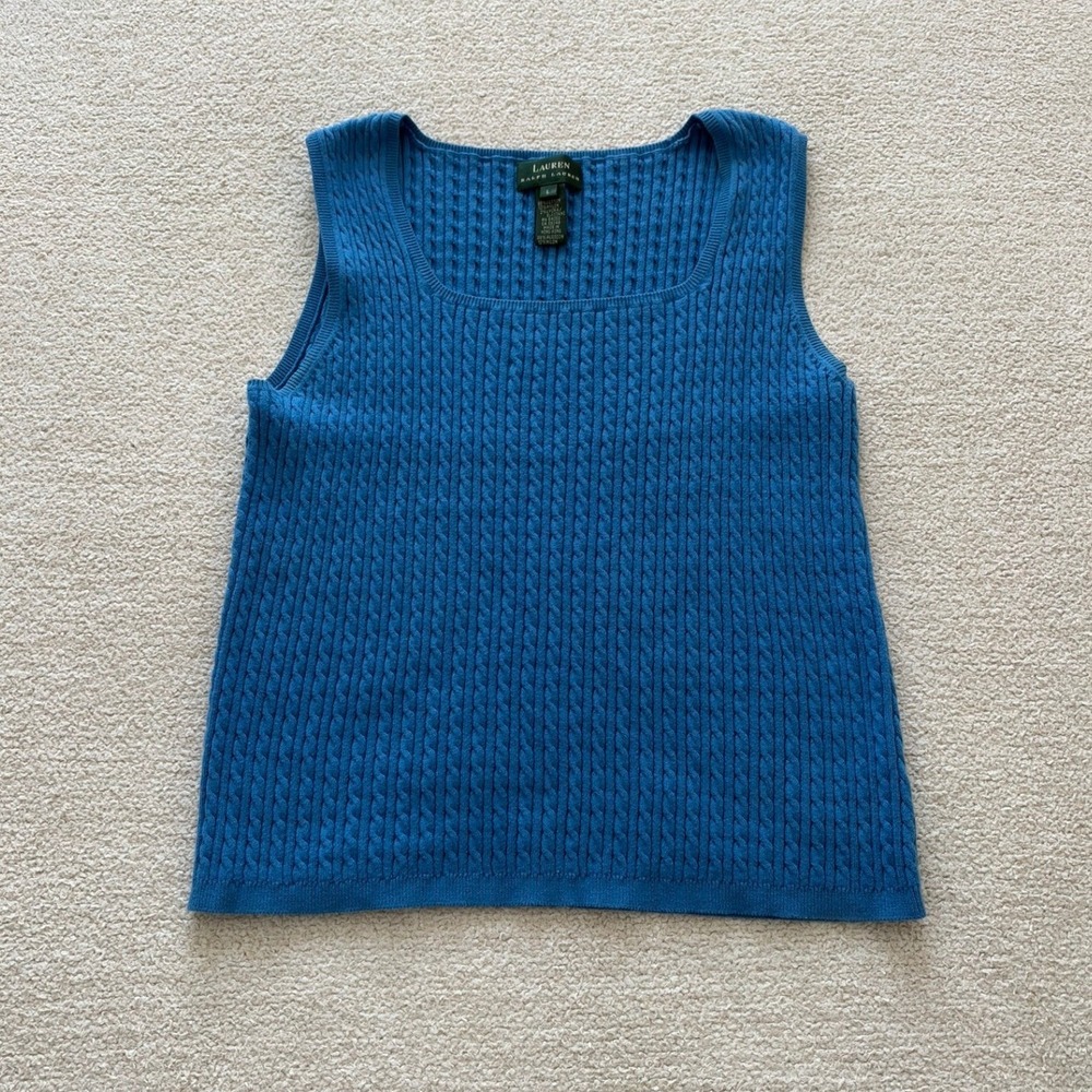 Ralph Lauren Cable-Knit Sleeveless Tank Top size Large in Blue